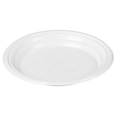 Тарелка одноразовая d-170мм, белая, бюджет, КОМУС ПС 100 штук в упаковке