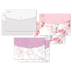 Папка конверт на кнопке А5, 180мкм, Flower Dreams ассорти, 6 шт.уп Attache