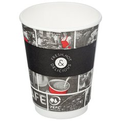 Стакан одноразовый бумажный двухслойный d-90мм 300мл Cafe Noir DW12 25 штук в упаковке Huhtamaki