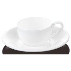 Кофейная пара Wilmax фарфоровая белая: чашка 100мл с блюдцем WL-993002