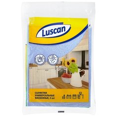 Салфетки хозяйственные Luscan универсальные вискоза 90г/м2 30х38 5шт/уп, 4 уп