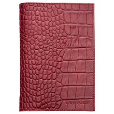 Обложка для паспорта FABULA Croco Nile натуральная кожа красная