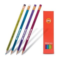 Карандаш чернографитный KOH-I-NOOR, "Oriental", НВ, с резинкой, корпус ассорти, заточенный, 1372, 1372002012KSRU, 8 шт