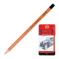 Карандаши чернографитные KOH-I-NOOR, НАБОР 12 шт., "Art", 8В-2H, без резинки, металлическая коробка, 1512N12001PL