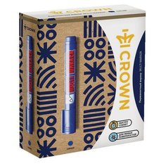 Маркер перманентный (нестираемый) CROWN "Multi Marker", СИНИЙ, круглый наконечник, 3 мм, CPM-800 6 уп.