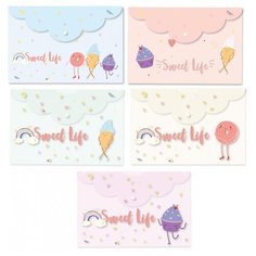 Папка-конверт на кнопке Att-he Sel-on SWEET LIFE А5асс262х180мм200мкм 5шт/уп Attache