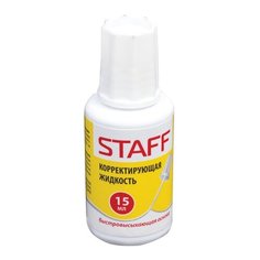 Корректирующая жидкость STAFF "Basic", быстросохнущая, 15 мл, с кисточкой, 226055 - 2 шт.