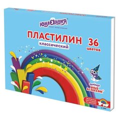 Пластилин классический ЮНЛАНДИЯ "ЮНЫЙ ВОЛШЕБНИК", 36 цветов, 720 г, со стеком, ВЫСШЕЕ КАЧЕСТВО, 105904