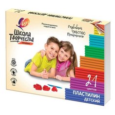Пластилин детский ЛУЧ "Школа творчества", 21 цвет, 420 г, картонная упаковка, 29С 1765-08