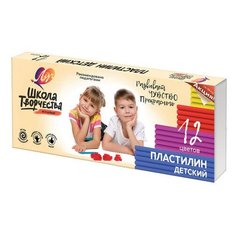 Пластилин детский ЛУЧ "Школа творчества", 12 цветов, 240 г, картонная упаковка, 29С 1763-08
