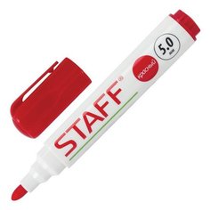 Маркер для доски STAFF, КРАСНЫЙ, с клипом, круглый наконечник 5 мм, 151493 - 7 шт.