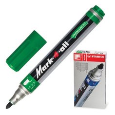 Маркер перманентный STABILO "Mark", ЗЕЛЕНЫЙ, пулевидный наконечник, 1,5-2,5 мм, 651/36 - 3 шт.