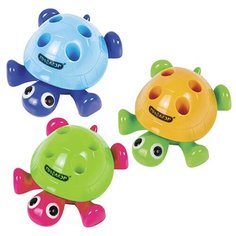 Точилка ПИФАГОР с контейнером, пластиковая, "Черепашка", подставка для 4-х карандашей, цвет ассорти, 226946, 18 шт.