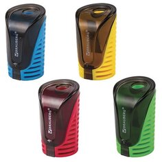 Точилка BRAUBERG "Cell" с контейнером, пластиковая, овальная, цвет корпуса ассорти, 226944