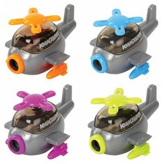 Точилка ЮНЛАНДИЯ "Вертолет Юнландика", с контейнером, пластиковая, корпус ассорти, 228467, 12 шт.