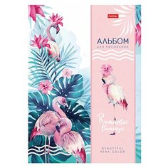 Альбом для рисования А4 24 л., склейка, ламинация, подложка, HATBER, 205х290 мм, "Розовый фламинго", 24А4лВк, 24А4лВк_22315 30шт.