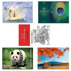 Альбом для рисования, А4, 32 листа, скоба, обложка картон, HATBER "ECO", 205х290 мм, Ассорти (5 видов), 32А4C