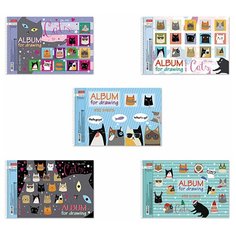 Альбом для рисования А4 32 л., спираль, обложка картон, HATBER, 205х300 мм, "CATs", 32А4Всп 40шт.