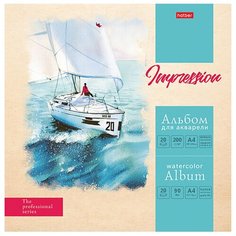 Альбом для акварели А4 20 л., 200 г/м2 склейка, матовая ламинация, HATBER, "Морские дали", 20Аа4лтВк_22168