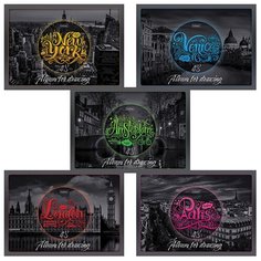 Альбом для рисования А4 48 л., скоба, выборочный лак, HATBER, 205х290 мм, "Города мира", 48А4вмВ