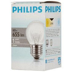 Электрическая лампа Philips шарик/прозрачная 60W E27 CL/P45 (10/100), 7 шт