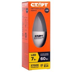 Лампа светодиодная Старт ECO E14 7W 2700K свеча, 2 шт Start
