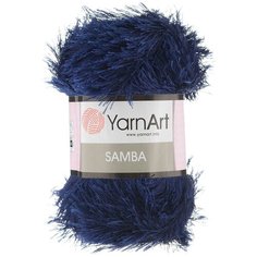 Пряжа YarnArt Samba травка 100гр 150м (100% полиэстер) (03 т.синий), 5 мотков