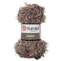 Пряжа YarnArt Samba травка 100гр 150м (100% полиэстер) (99 меланж коричневый), 5 мотков