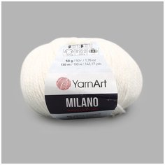 Пряжа YarnArt Milano 50гр 130м (8% альпака, 20% шерсть, 8% вискоза, 64% акрил) (851 белый), 10 мотков