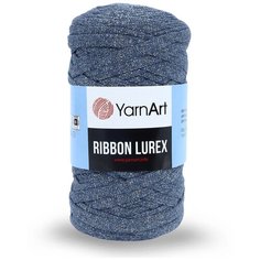 Пряжа YarnArt Ribbon Lurex 250гр 110м (60% хлопок, 20% вискоза, полиэстер, 20% металлик) (730 джинсовый), 4 мотка