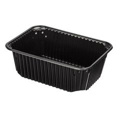 Одноразовый контейнер 1000 мл, КОМПЛЕКТ 100 шт., БЕЗ КРЫШКИ, 186х132 мм, черные, ПП, ЮПЛАСТ, ЮУПМ3636