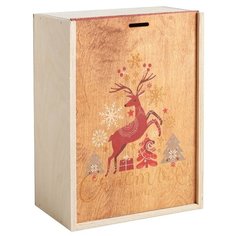 Коробка подарочная Дарите счастье Счастья и любви в Новом Году 30 × 12 × 20 см бежевый/красный