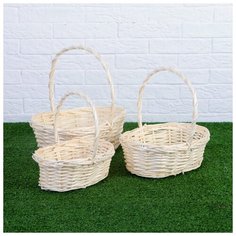 Набор корзин плетеных, ива, 31х24хH11/30см, 26.5x19.5xH10.5/26см, 22x15xH9/22см, 3 шт. 1224617 Сима ленд