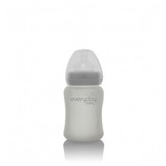 Стеклянная бутылочка EveryDay Baby с защитным силиконовым покрытием Healthy +, 150 мл, серый