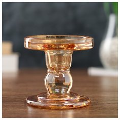 Подсвечник стекло на 1 свечу "Подиум" карамель 8,5х8,5х8,5 см 4543447 Сима ленд