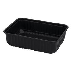 Одноразовый контейнер 750 мл, КОМПЛЕКТ 100 шт., БЕЗ КРЫШКИ, 186х132 мм, черные, ПП, ЮПЛАСТ, ЮУПМ0028