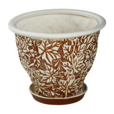 Горшок Керамика ручной работы Клён 24 х 21 см белый/коричневый