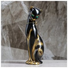 Копилка "Кошка Багира", малая, глянец, черно-золотой 1133330 Керамика ручной работы