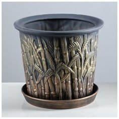 Цветочный горшок 10л "Камыш",бронза, большой, акрил, H=27 d=30, 144194 Керамика ручной работы