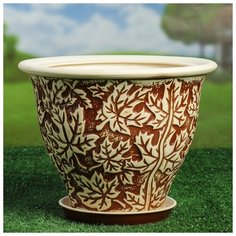 Цветочный горшок 9л "Клен", шамот, большой, 144205 Керамика ручной работы