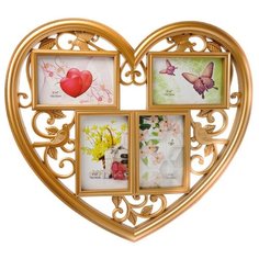 Фоторамка Fotografia Сердце на 4 фото, золотая