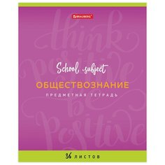 BRAUBERG Тетрадь Палитра знаний Обществознание, 403498, клетка, 36 л., сиреневый
