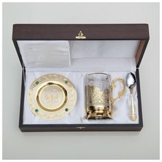 Чайный набор ГЕРБ РФ (подстаканник с блюдцем) 2924014 Сима ленд