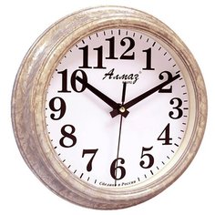 Часы настенные кварцевые Алмаз C51-C54 светло-серый/белый