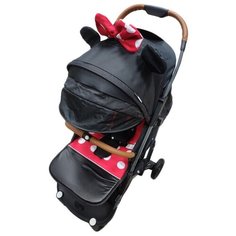 Прогулочная коляска Yoya Plus 4 2020 (дожд., москит., подстак., бампер, сумка-чехол, корзина д/покупок, ремешок на руку, накидка на ножки, бамбук. коврик), Минни/черная рама, цвет шасси: черный