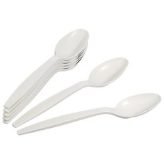 Ложка одноразовая столовая 170мм, белая, кукурузный крахмал, 50 штук в упаковке Green Mystery