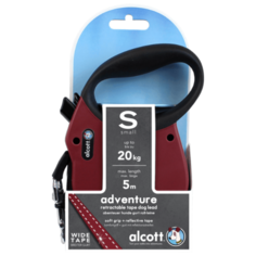 Alcott Adventure S - Поводок-рулетка для собак 5 метров до 20 кг, лента 275.556 Бордовый