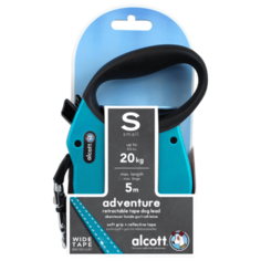 Alcott Adventure S - Поводок-рулетка для собак 5 метров до 20 кг, лента 275.526 Голубой