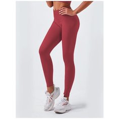 Спортивный костюм для йоги и фитнеса (тайтсы, топ с с пуговицами) цвет бордовый, размер L Noname
