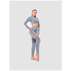 Спортивный костюм для йоги и фитнеса с сетчатыми вставками (тайтсы, рашгард) цвет муссон, размер S Noname